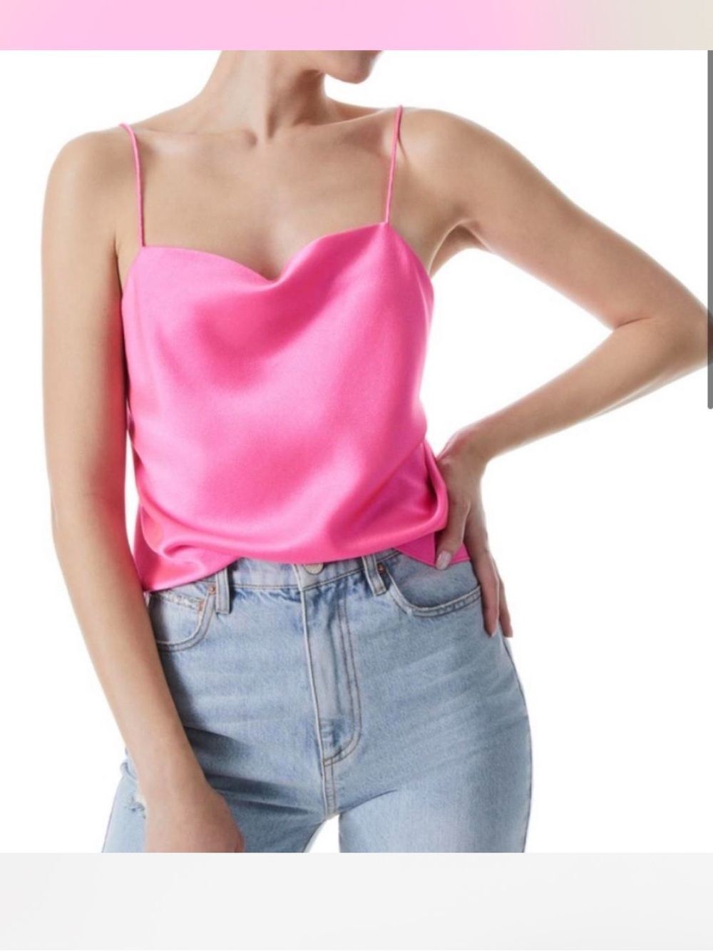 Alice + Olivia Hot Pink Satin Cowl Camisole